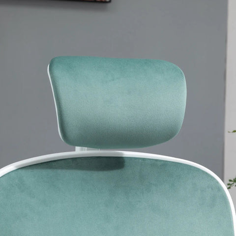 Rootz Office Chair - Rocker Function, Ergonomic Swivel Chair - Headrest - Height-adjustable - Turquoise/White - 63 x 64 x 118-128 cm