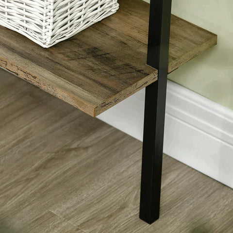 Rootz Shelf - Bookshelf - Wall Mounted Ladder Shelf - Industrial Design - 5 Shelves - Chipboard/Metal - Brown/Black - 60 cm x 30 cm x 184.5 cm