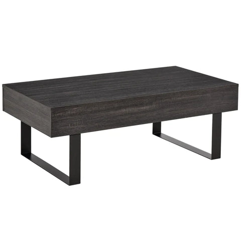 Rootz Offee Table - Bijzettafel - Sofatafel - TV-tafel - Woonkamertafel - Tafel - Met Lade - Planken - Spaanplaat + Metaal - Donkergrijs - 110x60x40 cm