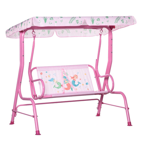 Rootz Kinderhängematte – 2-Sitzer-Babyschaukel mit verstellbarem Schiebedach – Gartenschaukel – Metall – Rosa – 110 x 74 x 113 cm