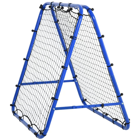 Rootz Football Rebounder Net - Kickback Goal Rebound Wall Net - Rebound On Both Sides - Adjustable - Steel - Blue - 100 x 95 x 90 cm