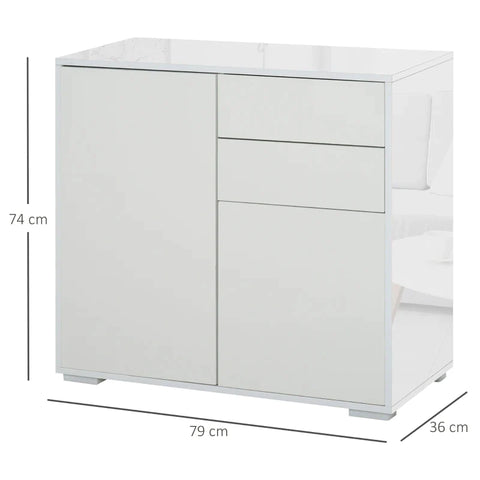 Rootz Standing Cabinet - Storage Cabinet - Cabinet Chest - Cabinet - White - 79 x 36 x 74 cm