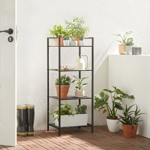 Rootz Bathroom Shelf - Metal Bathroom Shelf - Wall-mounted Bathroom Shelf - Corner Bathroom Shelf - Freestanding Bathroom Shelf - Steel - Black - 38 x 30 x 96 cm (L x W x H)