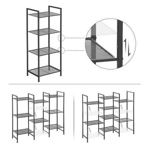 Rootz Bathroom Shelf - Metal Bathroom Shelf - Wall-mounted Bathroom Shelf - Corner Bathroom Shelf - Freestanding Bathroom Shelf - Steel - Black - 38 x 30 x 96 cm (L x W x H)