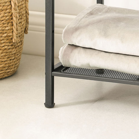 Rootz Bathroom Shelf - Metal Bathroom Shelf - Wall-mounted Bathroom Shelf - Corner Bathroom Shelf - Freestanding Bathroom Shelf - Steel - Black - 38 x 30 x 96 cm (L x W x H)