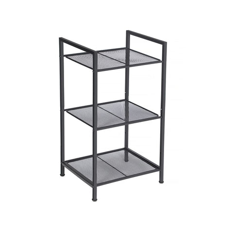 Rootz Metal Shelf - 3 Levels Metal Shelf - Bathroom Shelf - Storage Shelf - Shelving Unit - Open Shelf - Black - 38 x 30 x 72 cm