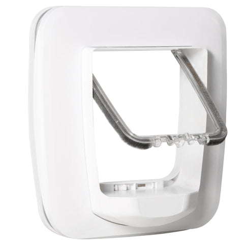 Rootz Pet Door - Cat Flap - Dog Flap - 4 Locking Options With Magnet - Pet Flap For Inside - Door Flap For Pets - White - 30 x 29 x 10 cm