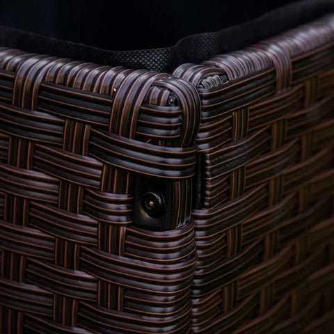 Rootz Raised Bed - Rattan Garden Bed - Flower Box - Poly Rattan with Wheels - Planter with Drainage Holes - Coffee Brown - 94.5 x 31 x 36 cm