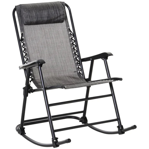 Rootz Rocking Chair - Foldable Rocking Lounger - Garden Lounger - Swing Lounger - Grey - 90 x 64 x 110 cm