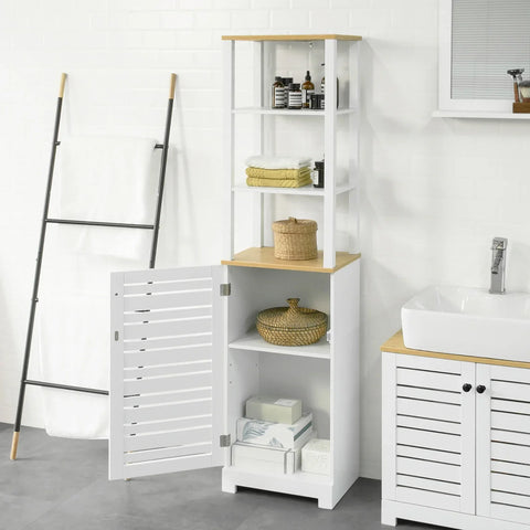 Rootz Badkamer Hoge Kast - Badkamerkast Opbergkast - Kast met 3 Planken en 1 Deur - B40 x D30 x H160cm