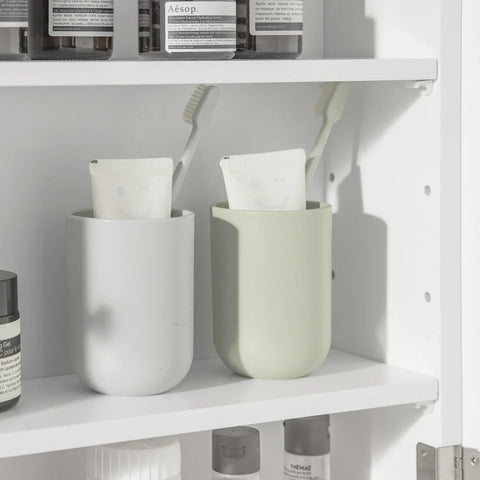 Rootz Bathroom Wall Mirror Cabinet- Wall Mounted Bathroom Cabinet- Mirrored Storage Cabinet Unit- White