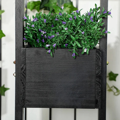 Rootz Plant Box - Combination - Modular Design - Stand Frame - Natural Wood - Black - 90 x 45 x 170 cm