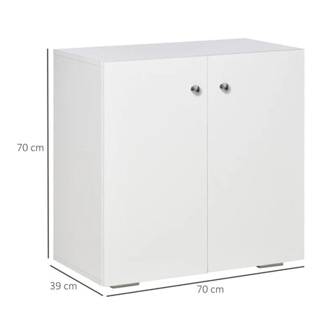 Rootz Storage Cabinet - Freestanding Storage Cabinet - With 2 shelves - White - 70cm x 39cm x 70cm