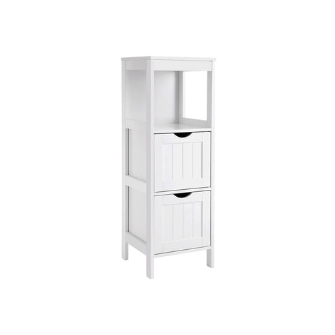 Rootz Bathroom Cabinet - Bathroom Shelf - Bathroom Dresser - Vanity Cabinet - Bathroom Storage Cabinet - Floor-Standing Bathroom Cabinet - With 2 Drawers - White - 30 x 89 x 30 cm (W x H x D)