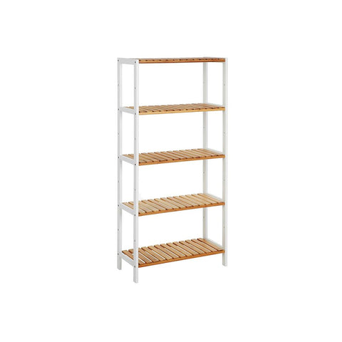 Rootz Shelf - Shelf With 5 Levels - Wall Shelf - Floating Shelf - Bookshelf - Corner Shelf - Wooden Shelf - Industrial Shelf - Wall-mounted Shelf - White Natural - 60 x 26 x 130 cm (L x W x H)