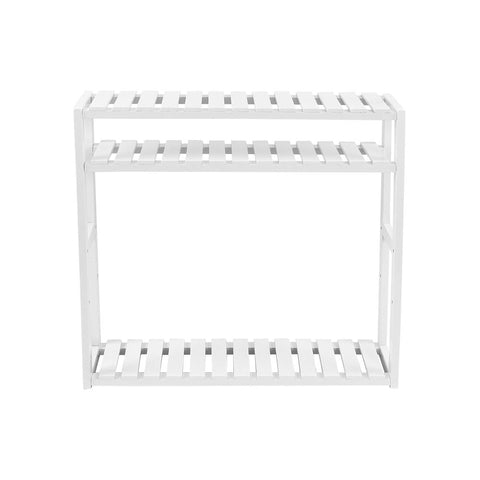 Rootz Bathroom Shelf - Shelving Unit - Bamboo Bathroom Shelf - 3 Tier Bathroom Shelf - Shelf - Bamboo - White - 60 x 54 x 15 cm (W x H x D)