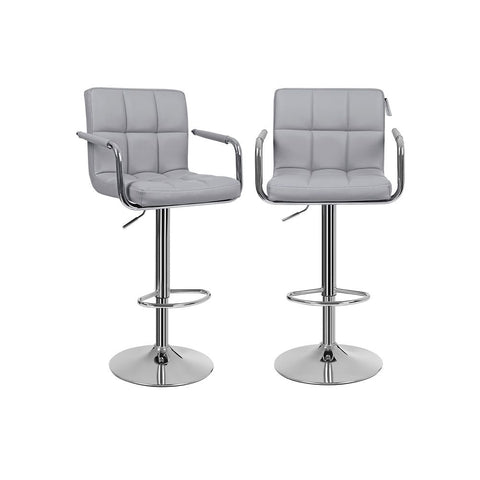 Rootz Bar Stool - Set Of 2 Bar Stools - Adjustable Bar Stool - Swivel Bar Stool - Modern Bar Stool - Industrial Bar Stool - Upholstered Bar Stool - Bar Stools With Armrests - Grey -  44.5 x (95-115) x 38 cm (W x H x D)