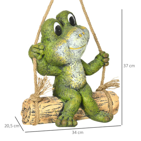 Rootz Little Frog - Garden Ornament - Garden Decoration - Weather Resistant With Solar Light - Magnesium Oxide - Green + Brown - 34cm x 20.5cm x 37cm