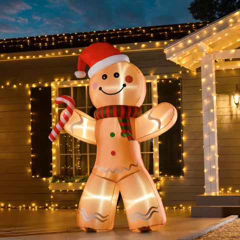 Rootz Gingerbread Man - Inflatable Gingerbread Man - Christmassy Gingerbread Man - Yellow - 170 x 65 x 240 cm