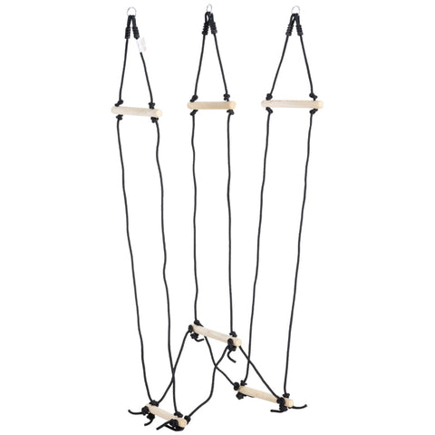 Rootz Kinder-Kletterseil – Kletterseil – Seil – mit Holzsprossen – für Kinder im Alter von 3–14 Jahren – Kunststoff/Pappelholz – 88 L x 40 B x 165 H cm