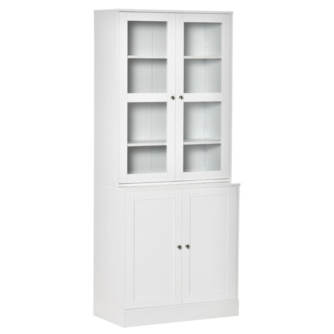 Rootz Bookcase - Modern Bookcase with Doors - Display Storage Cabinet with Adjustable Shelves - Living Room - Study - Office - White - 76 cm x 40 cm x 178.5 cm