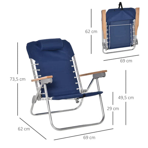 Rootz 2-teiliges Set Campingstuhl – Strandstuhl – Klappstühle – Oxford-Stoff – 69 cm x 62 cm x 73,5 cm