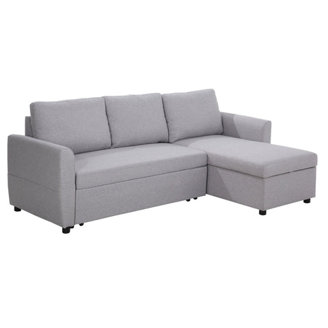 Rootz Sofa Bed - Corner Sofa - Fabric Sofa - With Sleeping Function - Corner Couch Set - With Chaise Longue - L-Shape Sofa - Gray - 217 x 134 x 85 cm