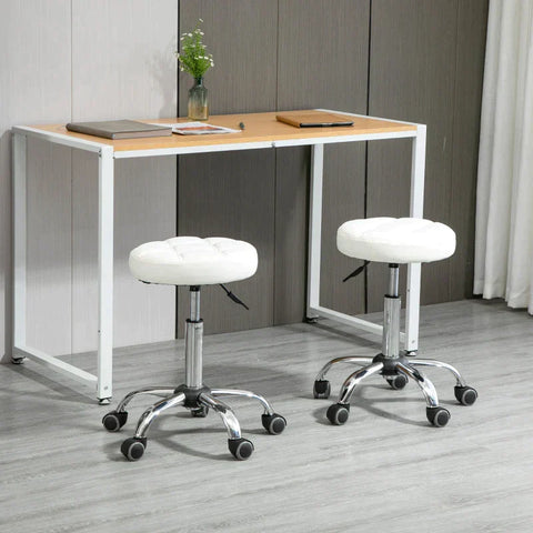 Rootz Saloon Stools - Rolling Stools - Swivel Stools - Work Stools - Salon Chairs - Height-adjustable - White
