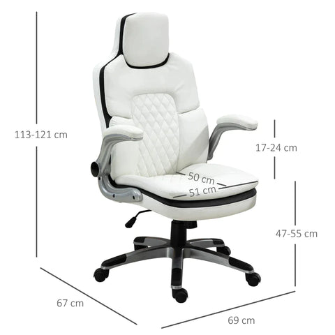 Rootz Office Chair - Ergonomic Office Chair - Desk Chair - Folding Armrests - Height-adjustable - Thickly Padded Chair - 69 x 67 x 113-121 cm