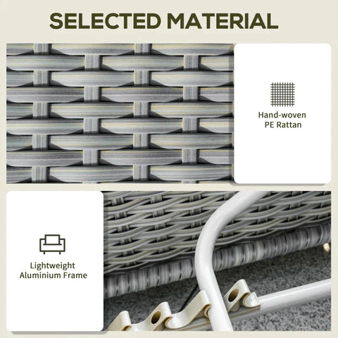 Rootz Polyrattan Tuinmeubelset - Tuinset - Loungeset - Loungemeubel Met Bijzettafel - Kussens - Grijs/Beige - 209B x 83D x 59H cm