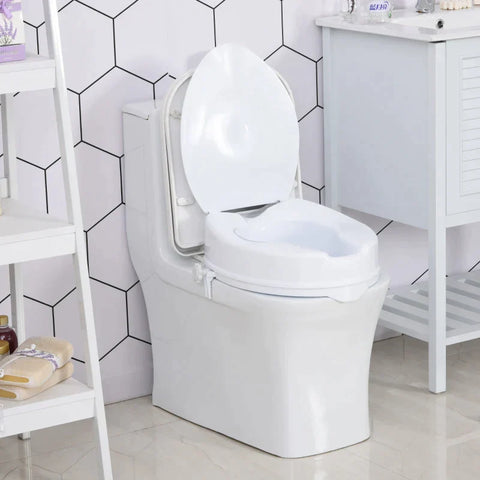 Rootz Raised Toilet Seat - Toilet Attachment - Toilet Raiser - Toilet Seat Raiser - With Lid - White - 35 x 40 x 16 cm