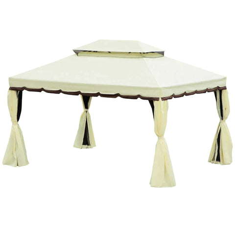 Rootz Gartenpavillon – Outdoor-Pavillon – Gartenpavillon – Pavillon – Cremeweiß – 3,9 x 2,9 x 2,7 m