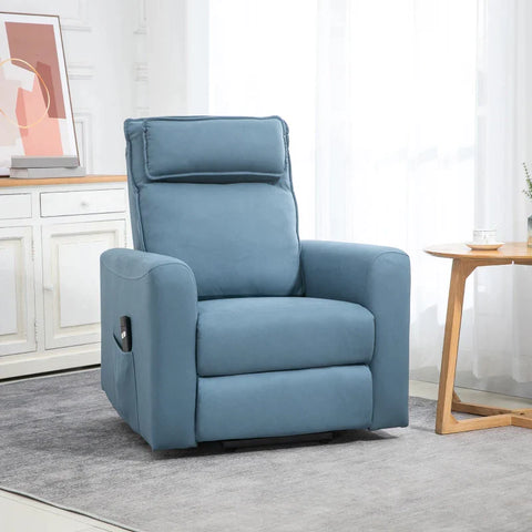 Rootz Stand-up Chair - Relaxation Chair - With Reclining Function - Remote Control - Linen Look - Blue - 85 x 89.5 x 105 cm