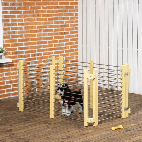 Rootz Dierenbox - Dierenbox - Puppybox - In maat verstelbaar - Hout-kunststof composiet/roestvrij staal - Natuurlijk hout - 67,5-131,5L x 43,5-75,5B x 64,5H cm