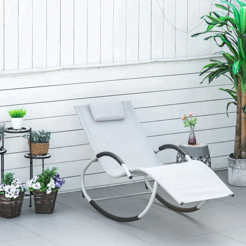 Rootz Rocking Chair - Garden Chair With Rocking Function - Light Grey - 65 x 144 x 83 cm