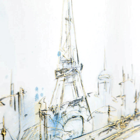 Rootz Wall Art - Art Print - Wall Pictures - With Eiffel Tower Motif - UV Printing - Embossing Technique - Including Mounting Material - 93 cm x 2.5 cm x 63 cm