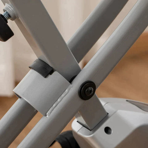 Rootz Home Trainer Exercise Bike - Bicycle Trainer With 8 Levels - Adjustable Magnetic Resistance - Foldable Fitness Bike - LCD Training Computer - Hand Pulse Sensors - Silver + Black - 86 x 47 x 112 cm