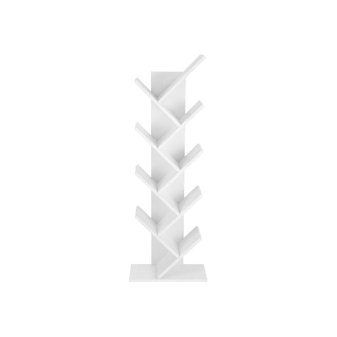 Rootz Boekenkast - 8-laags boekenkast - Boomvormige boekenkast - Moderne Boomboekenorganizer - Stijlvolle Boomvormige Plank - Staande Boomboekenopslag - Spaanplaat - Wit - 50 x 141,5 x 25 cm (B x H x D)