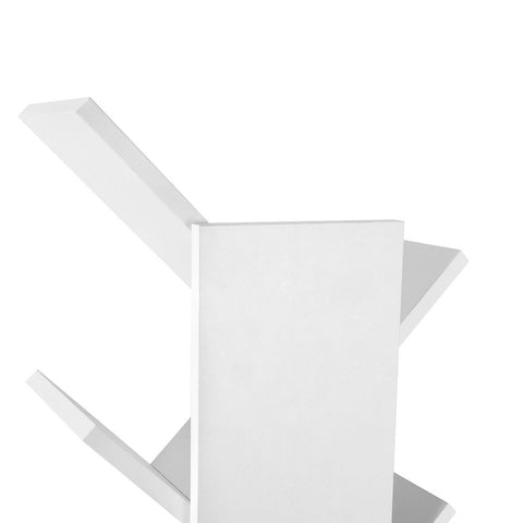 Rootz Boekenkast - 8-laags boekenkast - Boomvormige boekenkast - Moderne Boomboekenorganizer - Stijlvolle Boomvormige Plank - Staande Boomboekenopslag - Spaanplaat - Wit - 50 x 141,5 x 25 cm (B x H x D)