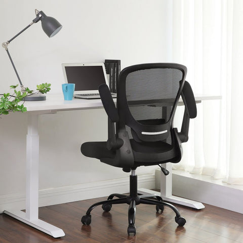 Rootz Office Chair - Office Chair With Fold-up Armrests - Ergonomic Office Chair - Mesh Office Chair - Task Office Chair - Swivel Office Chair - Computer Chair - Modern Office Chair - Plastic - Foam - Nylon - Black - 66 x 60 x (99-107) cm (L x W x H)