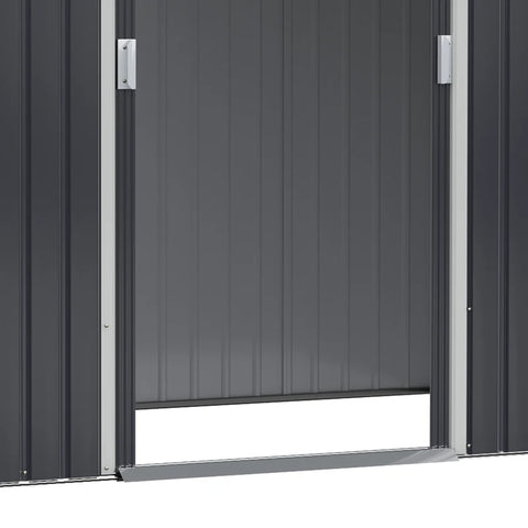 Rootz Tool Shed - Garden Shed with Side Storage - Sliding Door - Steel - Black - 257 x 142 x 184 cm