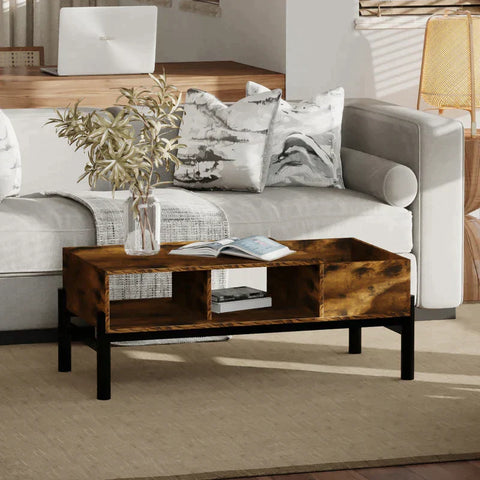 Rootz Salontafel - Bijzettafel - Banktafel - Woonkamertafel - Bruin/Zwart - 118x60x47cm