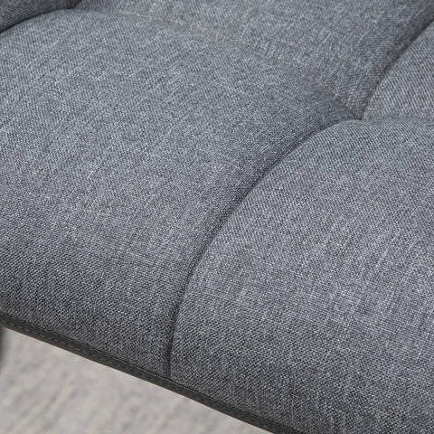 Rootz Bar Stool - Set Of 2 Bar Stool - Retro Design - Height Adjustable - Imitation Leather - Linen Look - Grey + Black - 57.5L x 52.5W x 93-114H cm