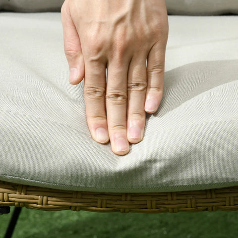 Rootz Tuinzitgroep - 4 Stuks - Rotan Look - Ovale Tafel - Twee Stoelen - Tweezits - Met Zitkussen - Staal - Beige - 128cm x 71cm x 79cm