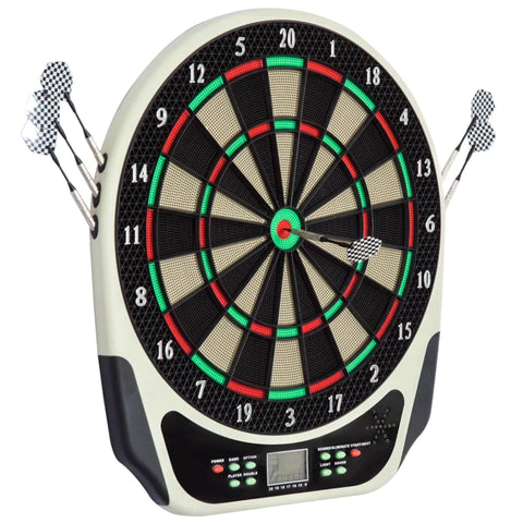 Rootz Electronic Dart Board - Dart Board - Dart Board Set - With LCD Display - 6 Darts - 24 Dart Heads - For 8 Players - Plastic - Black - 44L x 50W x 3.2T cm