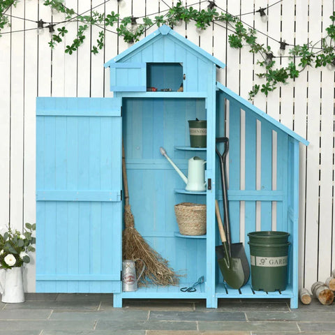 Rootz Tuinberging - Tuinschuur - Gereedschapsschuur - Gereedschapsschuur - Hout - Hemelsblauw - 130 x 54,5 x 180 cm