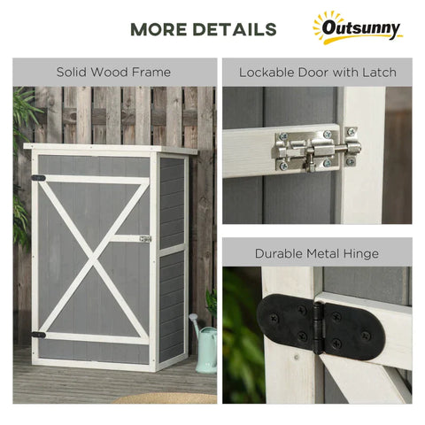 Rootz Garden Shed - Garden Storage Shed - Garden Cabinet - Tool Shed - Garden Tool Shed - Gray - 75 x 56 x 115cm