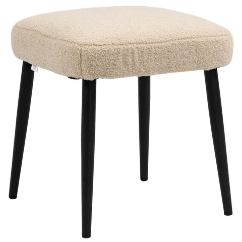 Rootz Stool - Footstool - Teddy - Elegant Armchair - Additional Seating - Soft Padding - Cashmere Touch Fabric - Beige - 42L x 42W x 47H cm