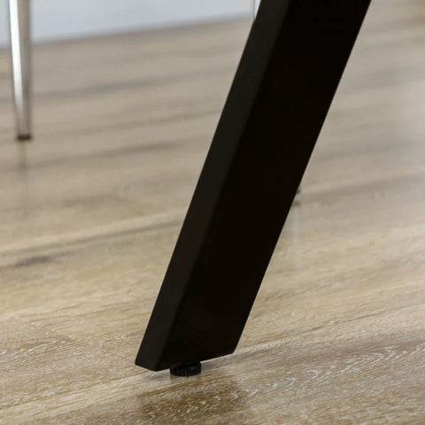 Rootz Dining Table - Kitchen Table - Stone Look Table Top - Steel Legs - MDF - Gray + Black - 140 x 80 x 76 cm