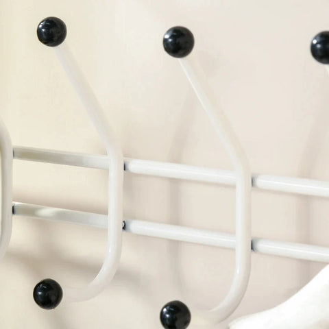 Rootz Kleiderständer – Garderobe – Schuhregal – 18 Haken – Metall – Weiß – L67 x B30 x H185 cm